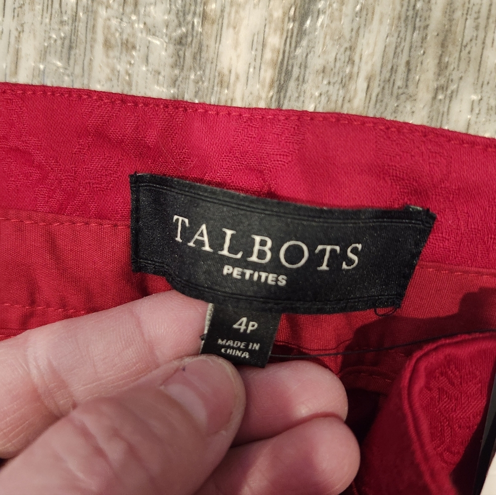 Talbots Petites Signature Red Jacquard Ankle Pants – Size 4P NEW - Picture 6 of 11